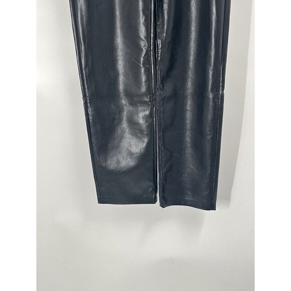 Wilfred Aritzia Melina Black Faux Leather Straight Leg Pants Sz 2 - Picture 2 of 7